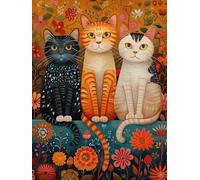 XDEGHUANGSS Kit de Broderie Point de Croix Adulte Débutant,Canevas Préimprimé 11CT 40x50 cm avec Accessoires Complets,Loisir Créatif,Détente et Décoration Maison,3 chats de dessins animés