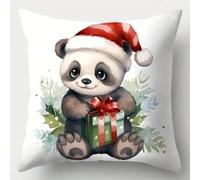 XDEGHUANGSS Kit de Coussin au Point Noué Noël - Activité DIY Relaxante pour Femmes, Tapis à Crochets avec Canevas Imprimé et Fils Colorés, Décoration de Noël Chaleureuse,43x43 cm -18