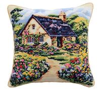 XDEGHUANGSS Kit de coussin avec crochet à loquet,Broderie 3D,Artisanat,Pour enfants et adultes,Polyester,Multicolore,43x43cm,Chalet de jardin