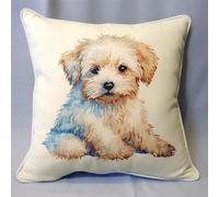 XDEGHUANGSS Kit de Coussin avec Crochet à Loquet,Kit Coussin au Point Noué,création de Tapis et Canvas,Kits De Verrouillage Tapis Point Noué 43×43cm,Chiot mignon