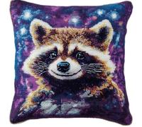 XDEGHUANGSS Kit de Coussin avec Crochet à Loquet,Raton laveur point noué kit de taie d'oreiller à crochet,43×43cm création de Coussin et Canvas,Tapis Point Noué set