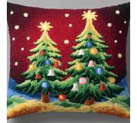 XDEGHUANGSS Kit de Crochet de Loquet pour Coussin 43x43cm - Thème Noël pour Adultes, DIY Facile Débutants,Projet Créatif et Loisir Créatif,Cadeau et Décoration Fait Main - 7