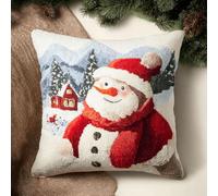 XDEGHUANGSS Kit de Crochet pour Housse de Coussin | de Canapé Décoratif Motif Coloré Noël | 43x43cm Kit Débutant avec Imprimé Loom, Cadeau Fait Main - 6