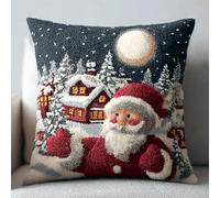XDEGHUANGSS Kit de Crochet pour Housse de Coussin | de Canapé Décoratif Motif Coloré Noël | 43x43cm Kit Débutant avec Imprimé Loom, Cadeau Fait Main - 4