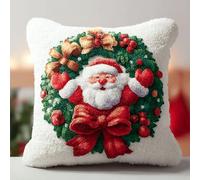 XDEGHUANGSS Kit de Crochet pour Housse de Coussin | de Canapé Décoratif Motif Coloré Noël | 43x43cm Kit Débutant avec Imprimé Loom, Cadeau Fait Main - 2