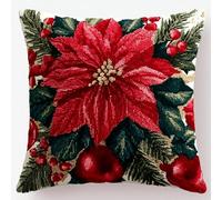XDEGHUANGSS Kit de Crochet pour Housse de Coussin | de Canapé Décoratif Motif Coloré Noël | 43x43cm Kit Débutant avec Imprimé Loom, Cadeau Fait Main - 5