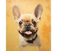 XDEGHUANGSS Kit de point de croix,Bouledogue français,comprend une toile pré-imprimée,des fils,des aiguilles,ensemble de broderie DIY pour débutants et passionnés,16x20 inch