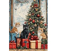 XDEGHUANGSS Kit de tapis à nouer Noël 52x38 cm,kit de latch hook avec motif imprimé, ensemble DIY artisanat pour tapis décoratif et paillasson -9