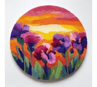 XDEGHUANGSS Kit de tapis rond à crocheter soi-même pour adultes,motif campanule et coucher de soleil,52x52 cm,avec motifs pré-imprimés Tapis de sol décoratif pour la maison