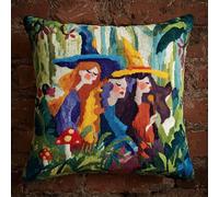 XDEGHUANGSS Kit DIY Coussin Point Noué 43x43cm, Crochet de Verrouillage et Tapis à Faire - Loisir Créatif Décoratif pour Maison, Activité Manuelle Famille,Magie fantaisiste de la jungle