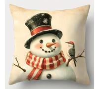 XDEGHUANGSS Kit DIY Crochet à Loquet Coussin de Noël,Tapis Point Noué à Broder, Latch Hook Cushion Kit Décoratif pour Cadeau et Décoration Intérieure,43x43 cm -17