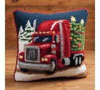 XDEGHUANGSS Kit DIY Crochet à Loquet Coussin de Noël,Tapis Point Noué à Faire Soi-même, Kit Crochet Débutant Complet avec Housse de Coussin,Décoration et Cadeau,43x43 cm -11