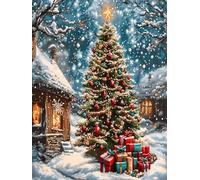 XDEGHUANGSS Kit Tapis à Crocheter de Noël - Point Noué Latch Hook pour Adultes, Set DIY Coussin/Tapis Décoratif Thème Noël, Création Manuelle Facile, 38 x 52 cm -8