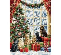 XDEGHUANGSS Kit Tapis à Crocheter de Noël - Point Noué Latch Hook pour Adultes, Set DIY Coussin/Tapis Décoratif Thème Noël, Création Manuelle Facile, 38 x 52 cm -10