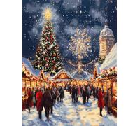 XDEGHUANGSS Kit Tapis à Crocheter Point Noué Noël - Latch Hook pour Adultes, Set DIY Coussin/Tapis Décoratif, Création Manuelle Facile, Modèle 38 x 52 cm -9