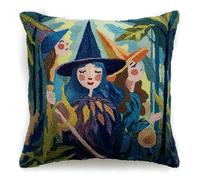 XDEGHUANGSS Kit Tapis Point Noué Coussin 43x43cm, Latch Hook à Faire Soi-Même avec Crochet et Fils - Loisir Créatif DIY pour Déco Intérieure, Adultes et Enfants,Magie fantaisiste de la jungle