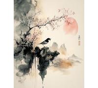 XDEGHUANGSS Kits de broderie au point de croix,11CT Canevas Kit Complet Adulte,Broder Motif Décoration Murale,40x50cm,Peinture à l'encre classique chinoise