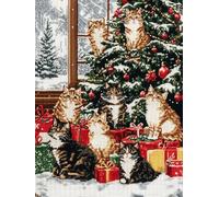 XDEGHUANGSS Kits de Crochet de Loquet,Noël Point de Croix,Kit Tapis Point Noué à Faire,Latch Hook Kit de Tapisserie pour Adultes,Débutants,52x38cm -9