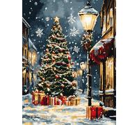 XDEGHUANGSS Kits de Crochet de Loquet,Noël Point de Croix,Kit Tapis Point Noué à Faire,Latch Hook Kit de Tapisserie pour Adultes,Débutants,52x38cm -12