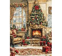 XDEGHUANGSS Kits de Crochet de Loquet,Noël Point de Croix,Kit Tapis Point Noué à Faire,Latch Hook Kit de Tapisserie pour Adultes,Débutants,52x38cm -4