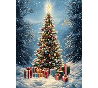 XDEGHUANGSS Kits de Crochet de Loquet,Noël Point de Croix,Kit Tapis Point Noué à Faire,Latch Hook Kit de Tapisserie pour Adultes,Débutants,52x38cm -11