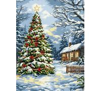 XDEGHUANGSS Kits de Crochet de Loquet,Noël Point de Croix,Kit Tapis Point Noué à Faire,Latch Hook Kit de Tapisserie pour Adultes,Débutants,52x38cm -6