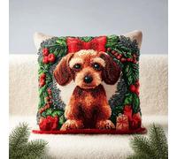 XDEGHUANGSS Kits de Crochet de Loquet pour Adultes,Coussin DIY 43x43cm, Thème Noël,Loisir Créatif et Bricolage pour Débutants,Activité Créative pour Adultes et Enfants, Kit de Coussin à Décorer - 7