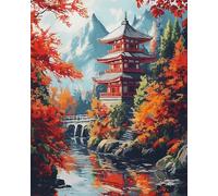 XDEGHUANGSS Kits de point de croix de style chinois,kit de broderie DIY amusant de jardin classique avec des fils colorés et des instructions simples,40x50 cm