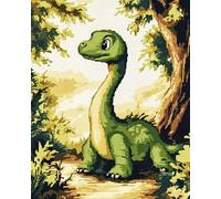 XDEGHUANGSS Kits de point de croix,Dinosaure de dessin animé mignon,Kits de point de croix compté 11 CT pour adultes,Motifs de point de croix estampillés Fournitures d'aiguilles,40x50cm