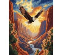 XDEGHUANGSS Kits de point de croix Eagle,Grand Canyon USA Gamme complète de kits de démarrage de broderie pour débutants adultes enfants DIY modèles faciles faits à la main,40x50 cm