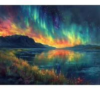 XDEGHUANGSS Kits de point de croix estampés,aurores boréales sur la toundra arctique,kits de croix comptés au point de croix pour débutants,kits de broderie Arts Home Decor (11CT sans cadre,40x50 cm)