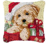 XDEGHUANGSS Noël Kit DIY Coussin Point Noué - Loisir Créatif pour Femmes, Housse de Coussin en Crochet Douce et Colorée, Décoration Maison d’Hiver Élégante,43x43 cm -15