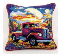 XDEGHUANGSS Point Noué Kit housse de coussin,Camion rétro Création de Housse de Taie d'oreiller à Crocher pour La Décoration De La Maison Sofa Salon,43x43cm