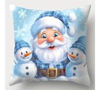 XDEGHUANGSS Tapis Point Noué DIY Noël, Kit Crochet Coussin à Loquet Complet avec Housse de Coussin,Latch Hook Cushion Kit pour Décoration de Noël et Activité Manuelle,43x43 cm -18