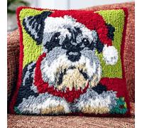 XDEGHUANGSS Tapis Point Noué DIY Noël, Kit Crochet Coussin à Loquet Complet avec Housse de Coussin,Latch Hook Cushion Kit pour Décoration de Noël et Activité Manuelle,43x43 cm -6