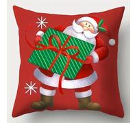 XDEGHUANGSS Tapis Point Noué DIY Noël, Kit Crochet Coussin à Loquet Complet avec Housse de Coussin,Latch Hook Cushion Kit pour Décoration de Noël et Activité Manuelle,43x43 cm -17