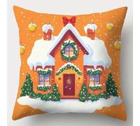 XDEGHUANGSS Tapis Point Noué DIY Noël, Kit Crochet Coussin à Loquet Complet avec Housse de Coussin,Latch Hook Cushion Kit pour Décoration de Noël et Activité Manuelle,43x43 cm -16