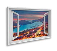 XDEO Impression sur toile Vue de la perspective des oiseaux du quartier urbain de Kas, province d'Antalya, province de Turquie, Asie, multicolore, printemps, effet sagenda