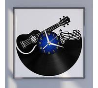 XDG Guitare 4 Vinyle Horloge Murale, Disque Vinyle Horloge Murale Art Noir 12 Pouces pour Salon Chambre (B sans LED)