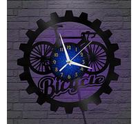 XDG Horloge Murale en Vinyle de Vélo, Art Mural de Disque Vinyle pour Cadeaux Créatifs de Chambre à Coucher de Salon (12 Pouces B avec LED)