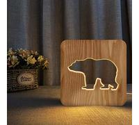 XDG Orso polare 3D Lampada in legno LED Night Light Decorazione della stanza di casa Lampade da tavolo creative per regalo per bambini