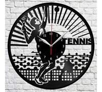 XDG Tennis Vinyle Horloge Murale LP Record Décor À La Maison Cadeau De Personnalité Art Fait À La Main (Taille: 12 Pouces, Couleur: Noir)