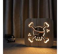 XDG Thème de crâne de pirate 3D lampe en bois LED veilleuse décoration de la chambre à la maison lampes de Table créatives pour cadeau