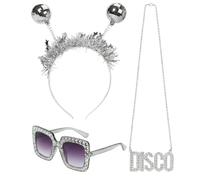 XDGBGFN Boule disco accessoire de costume boule disco serre-tête costume carnaval lunettes disco argent pour fête à thème disco années 70 80 carnaval cosplay mascarade