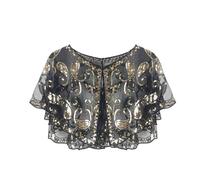 XDGBGFN Écharpe des années 20 cape de soirée, une écharpe robe de soirée avec paillettes, accessoires de costume rétro pour bal de fin d'études, fête, mariage, Or noir., taille unique