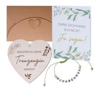 XDGBGFN Enveloppes en bois en forme de cœur et bracelet pour demoiselle d'honneur - Willst du meine Trauzeug sein - Idée cadeau créative pour petite amie et femme