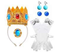 XDGBGFN Lot de 8 accessoires de costume de princesse Peach, avec gants, broche couronne, pour Halloween, fête, cosplay, accessoires