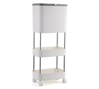 XDgfjrCGKJ Poubelle rectangulaire 2 compartiments roulettes salle bain cuisine...(/White,3 Tiers)