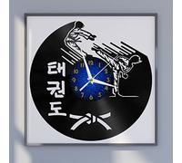 XDGFR Taekwondo Vinyle Horloge Murale, Vinyle Horloge Murale Art Noir 12 Pouces pour Salon Chambre Cadeau Créatif (12 Pouces B sans LED)