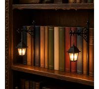 XDGJTBFMY Lot de 2 lanternes d'étagère de bibliothèque, lampes LED vintage à suspendre avec base pour étagère, lampe LED antique ornement de niche à livres pour coin lecture et étude, bibliothèque à